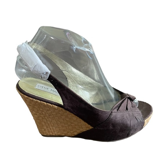 Steve Madden Chiffon Brown Knot Wedges - Picture 3 of 7